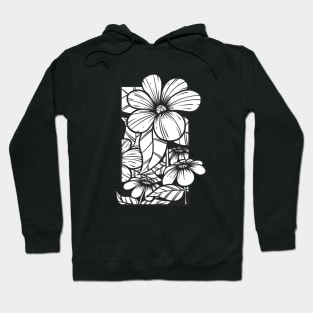 Black and white flower doodle illustration Hoodie